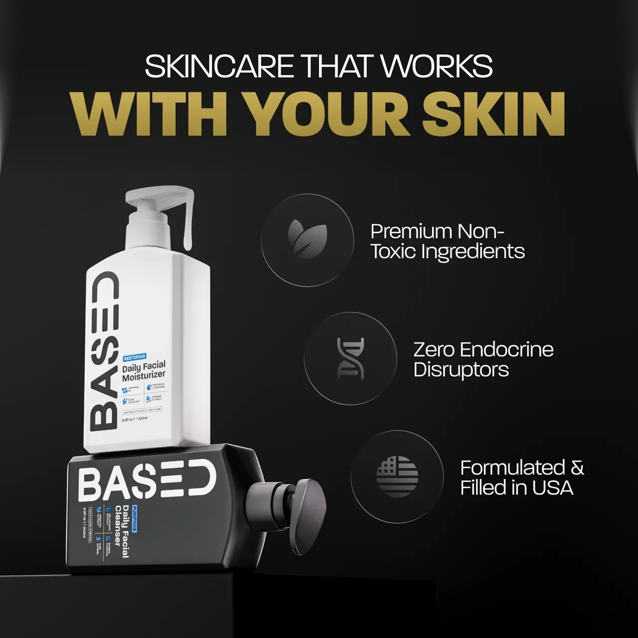 BASED Daily Facial Moisturiser - side angle for men UK