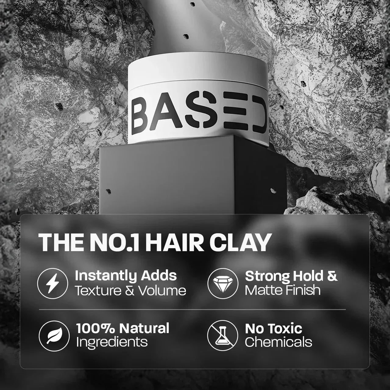 BASED Hair Clay - side angle for men UK